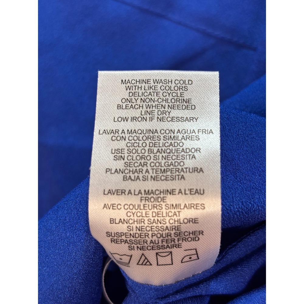 Calvin Klein Women's Zip Up Tunic Blouse Roll Tab Sleeve Royal Blue Size S - Picture 9 of 10